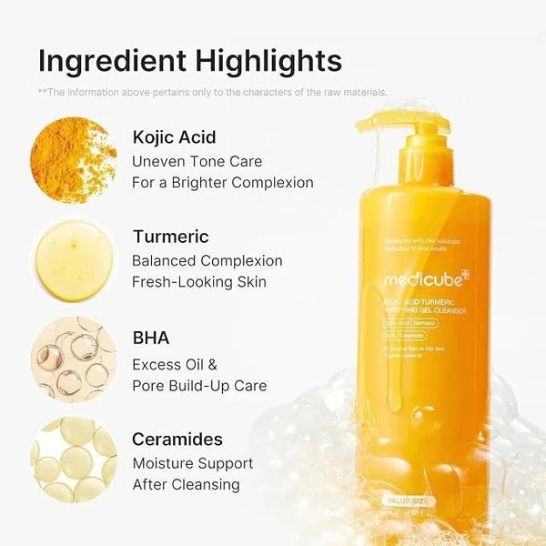 Medicube Kojic Acid Turmeric Gel To Foam Cleanser 500ml